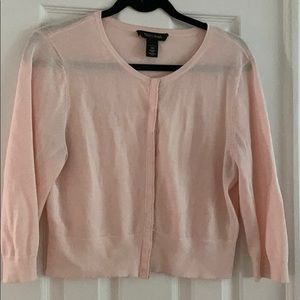 WHBM pink crop cardigan.